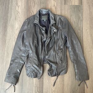 Muubaa Gray Leather Moto Jacket Asymmetrical Zipper